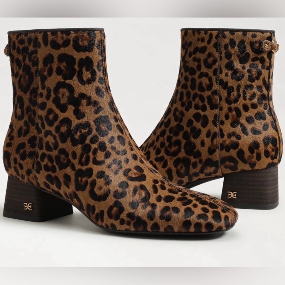 NEW Sam Edelman Leopard Print Ankle Boots